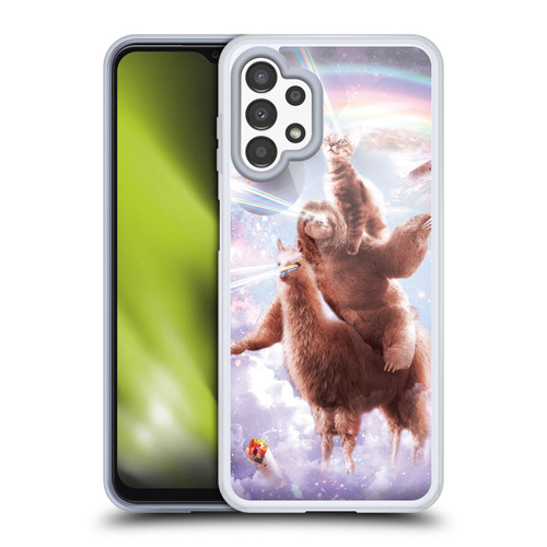 Random Galaxy Space Llama Sloth & Cat Lazer Eyes Soft Gel Case for Samsung Galaxy A13 (2022)