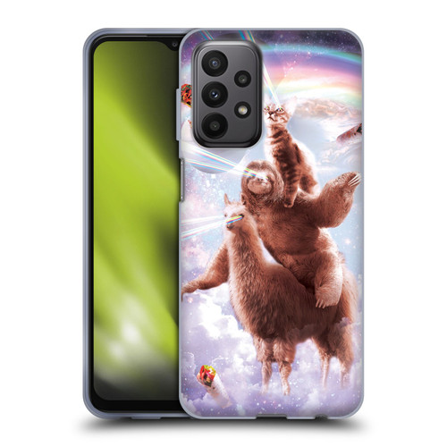 Random Galaxy Space Llama Sloth & Cat Lazer Eyes Soft Gel Case for Samsung Galaxy A23 / 5G (2022)