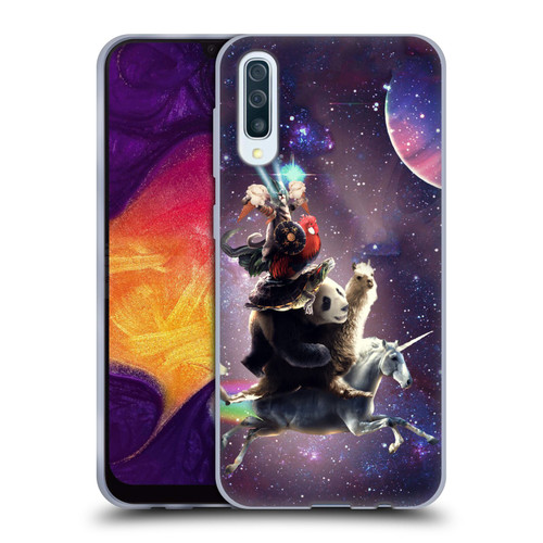 Random Galaxy Space Llama Unicorn Space Ride Soft Gel Case for Samsung Galaxy A50/A30s (2019)