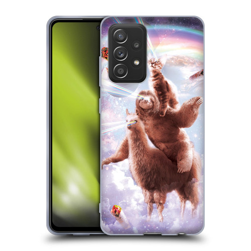 Random Galaxy Space Llama Sloth & Cat Lazer Eyes Soft Gel Case for Samsung Galaxy A52 / A52s / 5G (2021)