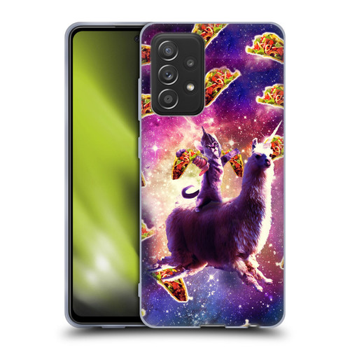 Random Galaxy Space Llama Warrior Cat & Tacos Soft Gel Case for Samsung Galaxy A52 / A52s / 5G (2021)