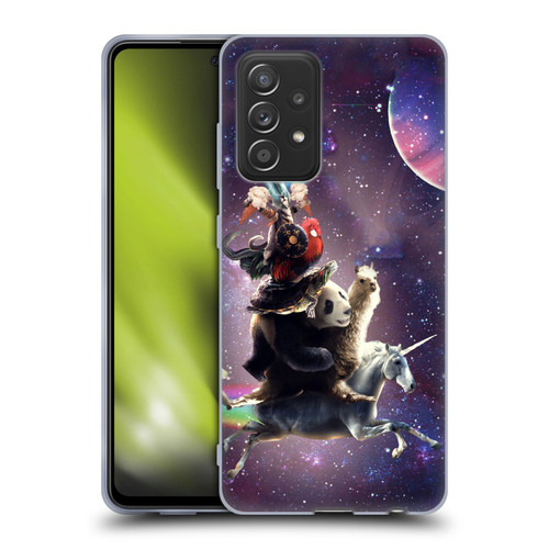 Random Galaxy Space Llama Unicorn Space Ride Soft Gel Case for Samsung Galaxy A52 / A52s / 5G (2021)