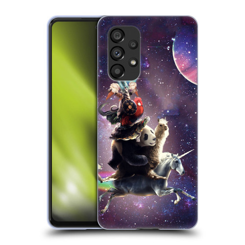 Random Galaxy Space Llama Unicorn Space Ride Soft Gel Case for Samsung Galaxy A53 5G (2022)