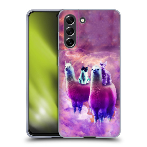 Random Galaxy Space Llama Kitty & Cat Soft Gel Case for Samsung Galaxy S21 FE 5G