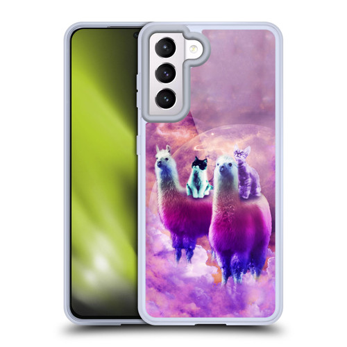 Random Galaxy Space Llama Kitty & Cat Soft Gel Case for Samsung Galaxy S21 5G