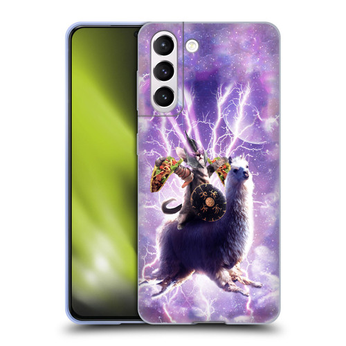Random Galaxy Space Llama Lazer Cat & Tacos Soft Gel Case for Samsung Galaxy S21 5G