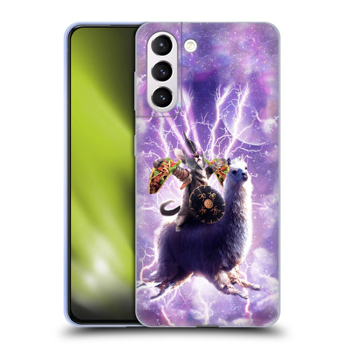 Random Galaxy Space Llama Lazer Cat & Tacos Soft Gel Case for Samsung Galaxy S21+ 5G