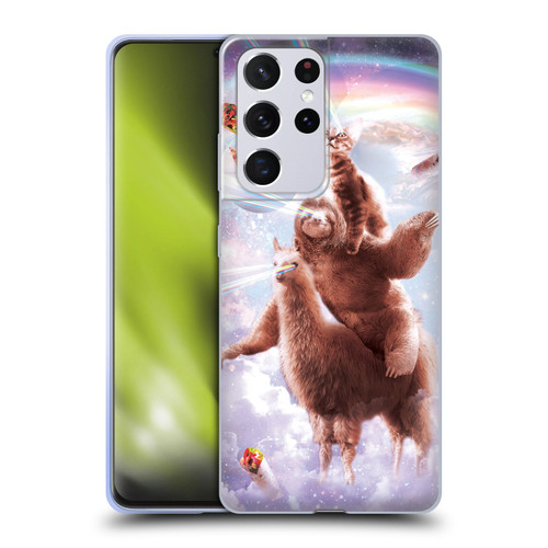 Random Galaxy Space Llama Sloth & Cat Lazer Eyes Soft Gel Case for Samsung Galaxy S21 Ultra 5G