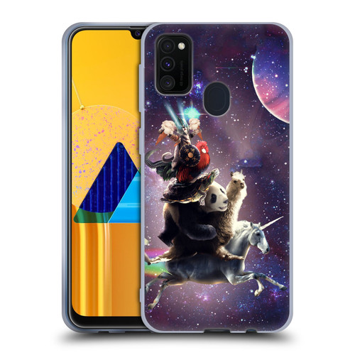 Random Galaxy Space Llama Unicorn Space Ride Soft Gel Case for Samsung Galaxy M30s (2019)/M21 (2020)