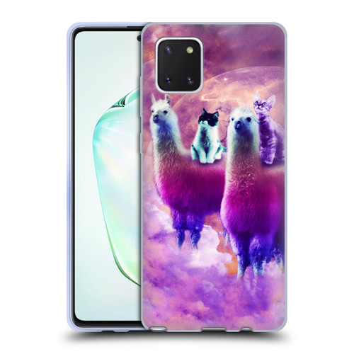 Random Galaxy Space Llama Kitty & Cat Soft Gel Case for Samsung Galaxy Note10 Lite
