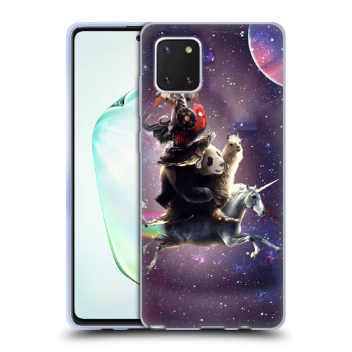 Random Galaxy Space Llama Unicorn Space Ride Soft Gel Case for Samsung Galaxy Note10 Lite