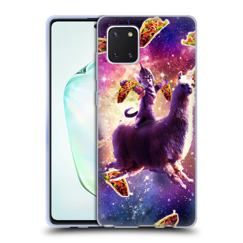 Random Galaxy Space Llama Warrior Cat & Tacos Soft Gel Case for Samsung Galaxy Note10 Lite