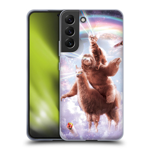Random Galaxy Space Llama Sloth & Cat Lazer Eyes Soft Gel Case for Samsung Galaxy S22+ 5G