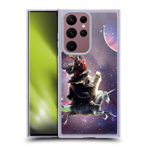 Random Galaxy Space Llama Unicorn Space Ride Soft Gel Case for Samsung Galaxy S22 Ultra 5G