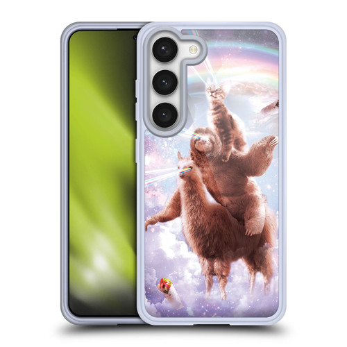 Random Galaxy Space Llama Sloth & Cat Lazer Eyes Soft Gel Case for Samsung Galaxy S23 5G