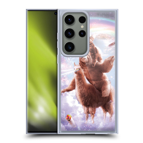 Random Galaxy Space Llama Sloth & Cat Lazer Eyes Soft Gel Case for Samsung Galaxy S23 Ultra 5G