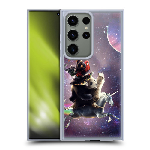 Random Galaxy Space Llama Unicorn Space Ride Soft Gel Case for Samsung Galaxy S23 Ultra 5G