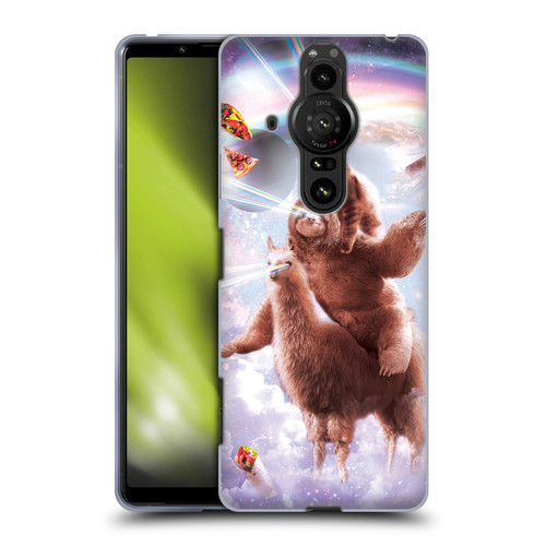 Random Galaxy Space Llama Sloth & Cat Lazer Eyes Soft Gel Case for Sony Xperia Pro-I