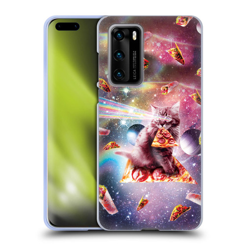 Random Galaxy Space Pizza Ride Outer Space Lazer Cat Soft Gel Case for Huawei P40 5G