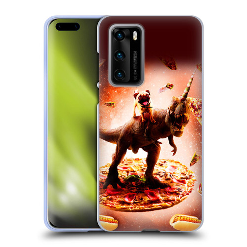Random Galaxy Space Pizza Ride Pug & Dinosaur Unicorn Soft Gel Case for Huawei P40 5G