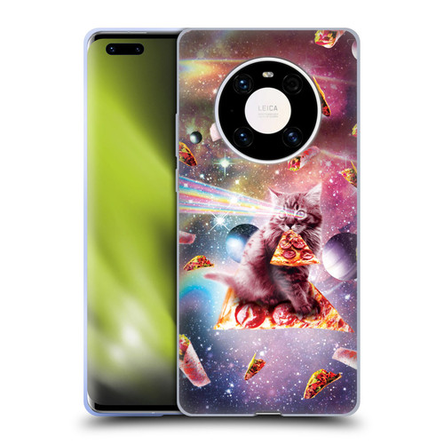 Random Galaxy Space Pizza Ride Outer Space Lazer Cat Soft Gel Case for Huawei Mate 40 Pro 5G