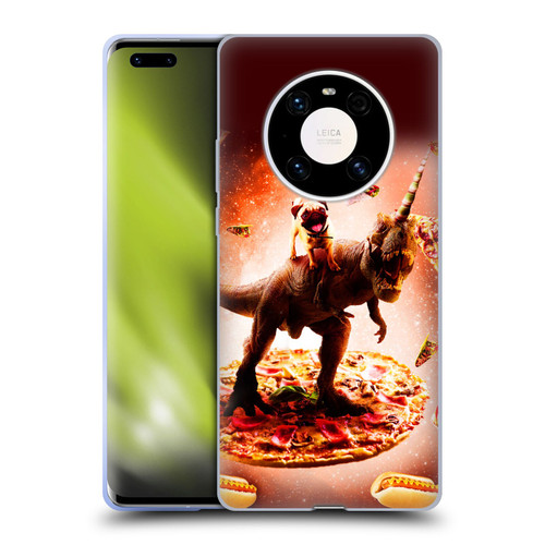 Random Galaxy Space Pizza Ride Pug & Dinosaur Unicorn Soft Gel Case for Huawei Mate 40 Pro 5G