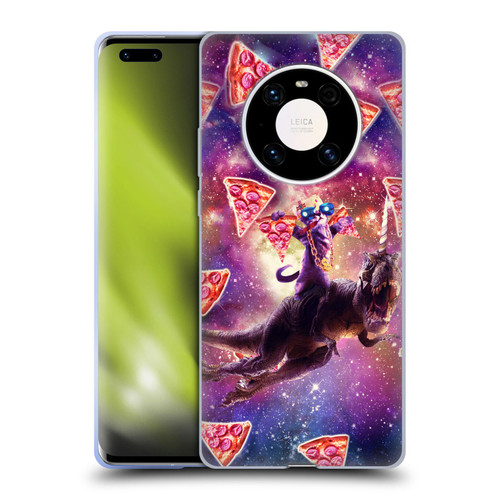 Random Galaxy Space Pizza Ride Thug Cat & Dinosaur Unicorn Soft Gel Case for Huawei Mate 40 Pro 5G