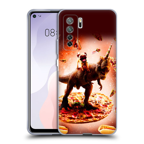 Random Galaxy Space Pizza Ride Pug & Dinosaur Unicorn Soft Gel Case for Huawei Nova 7 SE/P40 Lite 5G
