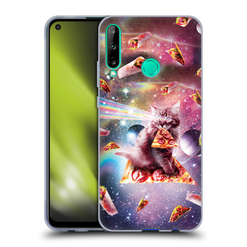 Random Galaxy Space Pizza Ride Outer Space Lazer Cat Soft Gel Case for Huawei P40 lite E