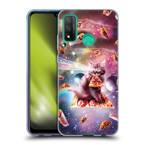 Random Galaxy Space Pizza Ride Outer Space Lazer Cat Soft Gel Case for Huawei P Smart (2020)