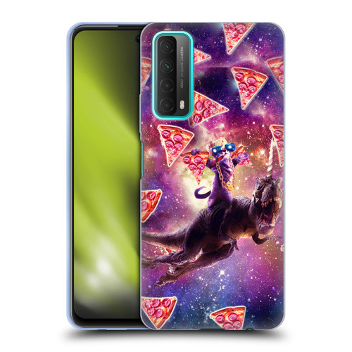 Random Galaxy Space Pizza Ride Thug Cat & Dinosaur Unicorn Soft Gel Case for Huawei P Smart (2021)