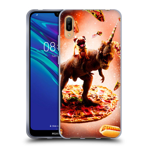 Random Galaxy Space Pizza Ride Pug & Dinosaur Unicorn Soft Gel Case for Huawei Y6 Pro (2019)