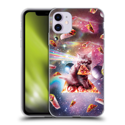 Random Galaxy Space Pizza Ride Outer Space Lazer Cat Soft Gel Case for Apple iPhone 11