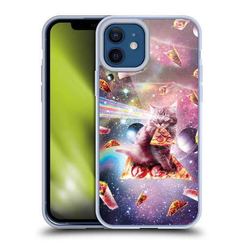 Random Galaxy Space Pizza Ride Outer Space Lazer Cat Soft Gel Case for Apple iPhone 12 / iPhone 12 Pro