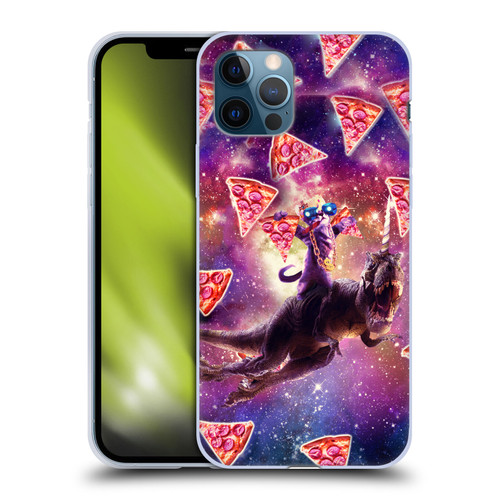 Random Galaxy Space Pizza Ride Thug Cat & Dinosaur Unicorn Soft Gel Case for Apple iPhone 12 / iPhone 12 Pro