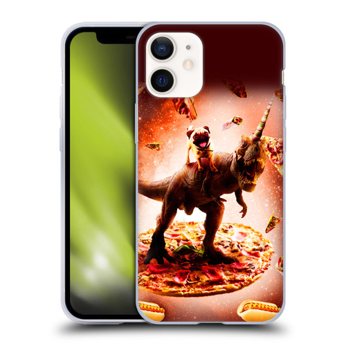 Random Galaxy Space Pizza Ride Pug & Dinosaur Unicorn Soft Gel Case for Apple iPhone 12 Mini