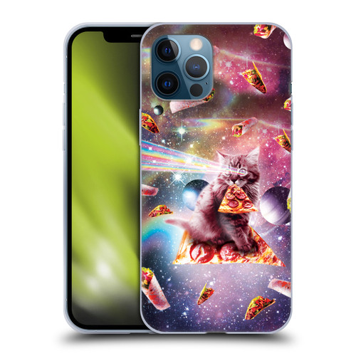 Random Galaxy Space Pizza Ride Outer Space Lazer Cat Soft Gel Case for Apple iPhone 12 Pro Max