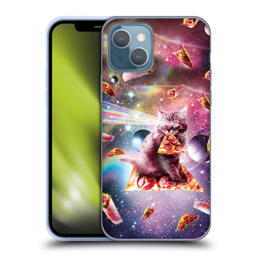 Random Galaxy Space Pizza Ride Outer Space Lazer Cat Soft Gel Case for Apple iPhone 13