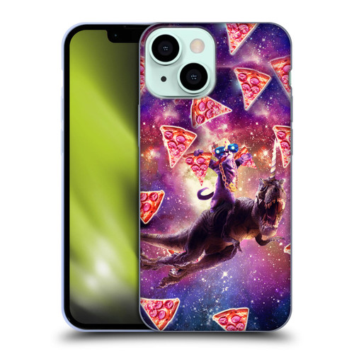 Random Galaxy Space Pizza Ride Thug Cat & Dinosaur Unicorn Soft Gel Case for Apple iPhone 13 Mini