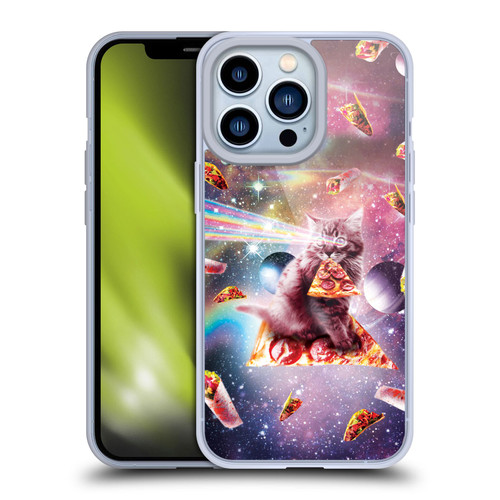 Random Galaxy Space Pizza Ride Outer Space Lazer Cat Soft Gel Case for Apple iPhone 13 Pro