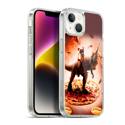 Random Galaxy Space Pizza Ride Pug & Dinosaur Unicorn Soft Gel Case for Apple iPhone 14 Plus & MagSafe