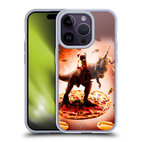 Random Galaxy Space Pizza Ride Pug & Dinosaur Unicorn Soft Gel Case for Apple iPhone 14 Pro