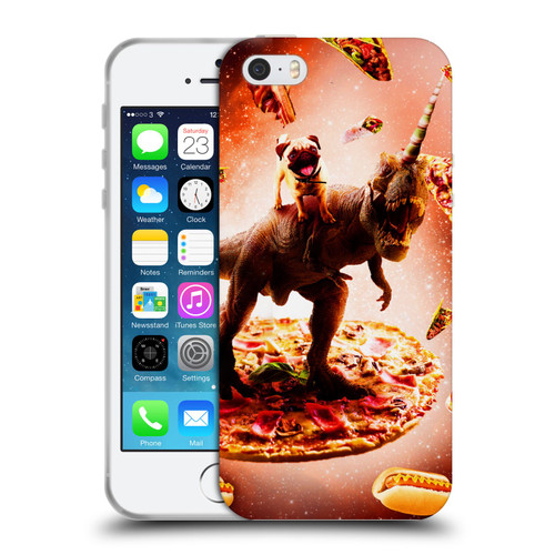 Random Galaxy Space Pizza Ride Pug & Dinosaur Unicorn Soft Gel Case for Apple iPhone 5 / 5s / iPhone SE 2016