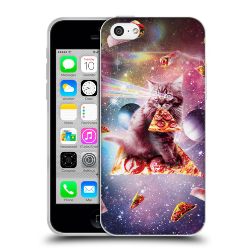 Random Galaxy Space Pizza Ride Outer Space Lazer Cat Soft Gel Case for Apple iPhone 5c