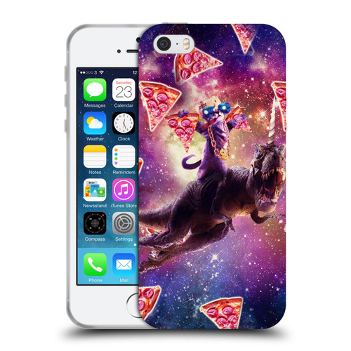 Random Galaxy Space Pizza Ride Thug Cat & Dinosaur Unicorn Soft Gel Case for Apple iPhone 5 / 5s / iPhone SE 2016