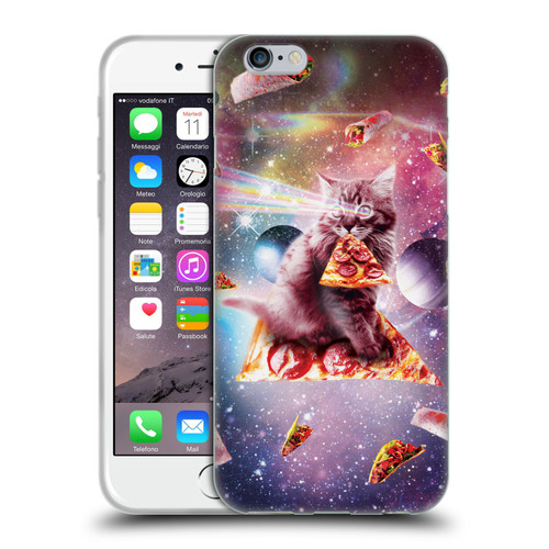 Random Galaxy Space Pizza Ride Outer Space Lazer Cat Soft Gel Case for Apple iPhone 6 / iPhone 6s