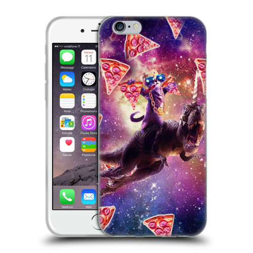 Random Galaxy Space Pizza Ride Thug Cat & Dinosaur Unicorn Soft Gel Case for Apple iPhone 6 / iPhone 6s