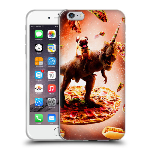 Random Galaxy Space Pizza Ride Pug & Dinosaur Unicorn Soft Gel Case for Apple iPhone 6 Plus / iPhone 6s Plus