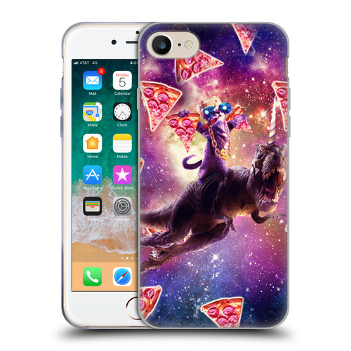 Random Galaxy Space Pizza Ride Thug Cat & Dinosaur Unicorn Soft Gel Case for Apple iPhone 7 / 8 / SE 2020 & 2022