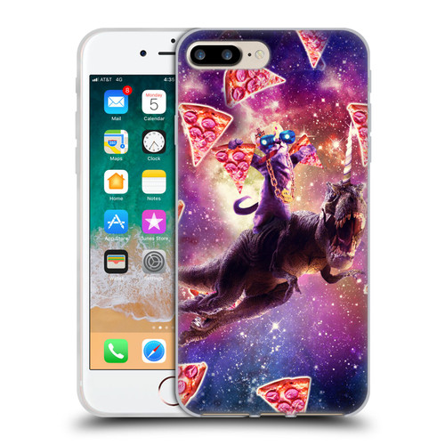 Random Galaxy Space Pizza Ride Thug Cat & Dinosaur Unicorn Soft Gel Case for Apple iPhone 7 Plus / iPhone 8 Plus
